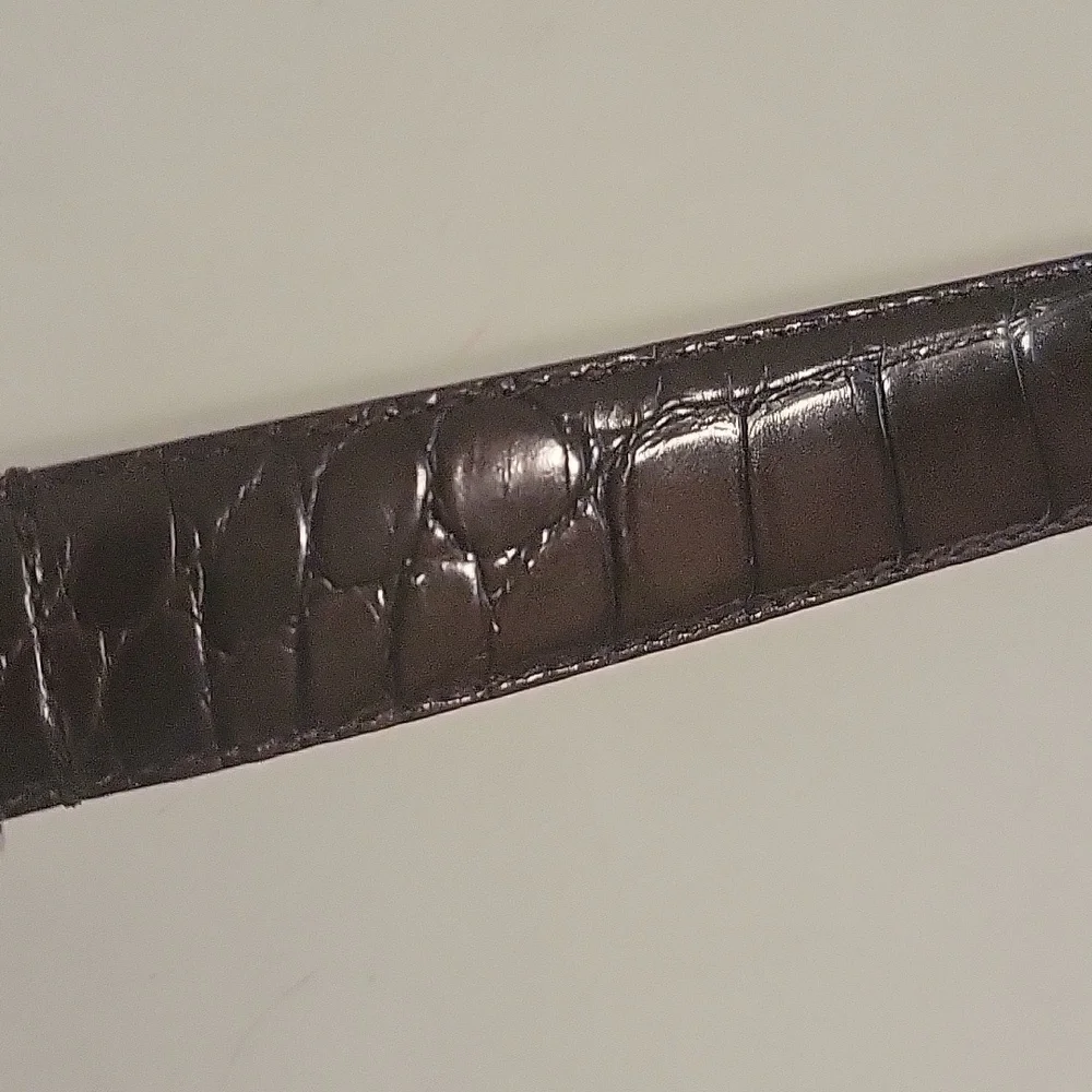 Fossil Brown Crocodile Embossed Leather Women's Belt Size M